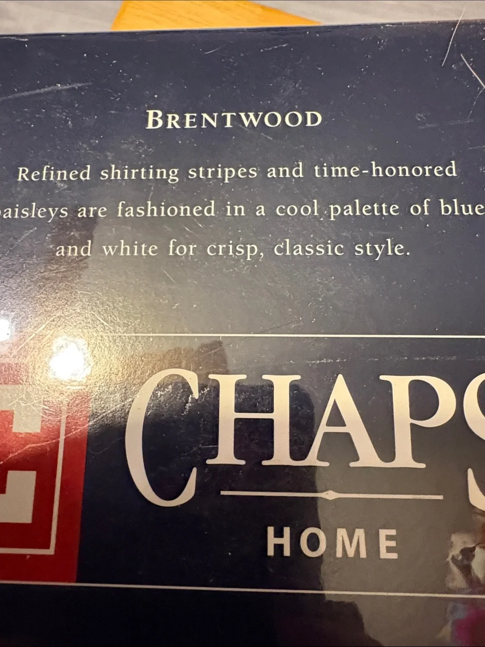 Chaps Home White Sheet Set with Navy Double Stripe